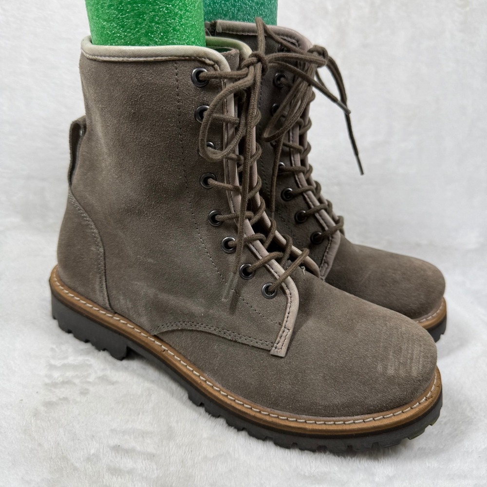 Matisse Womens Taupe‎ Suede Lace Up Side Zip Lug Sole Combat Boots Size 6